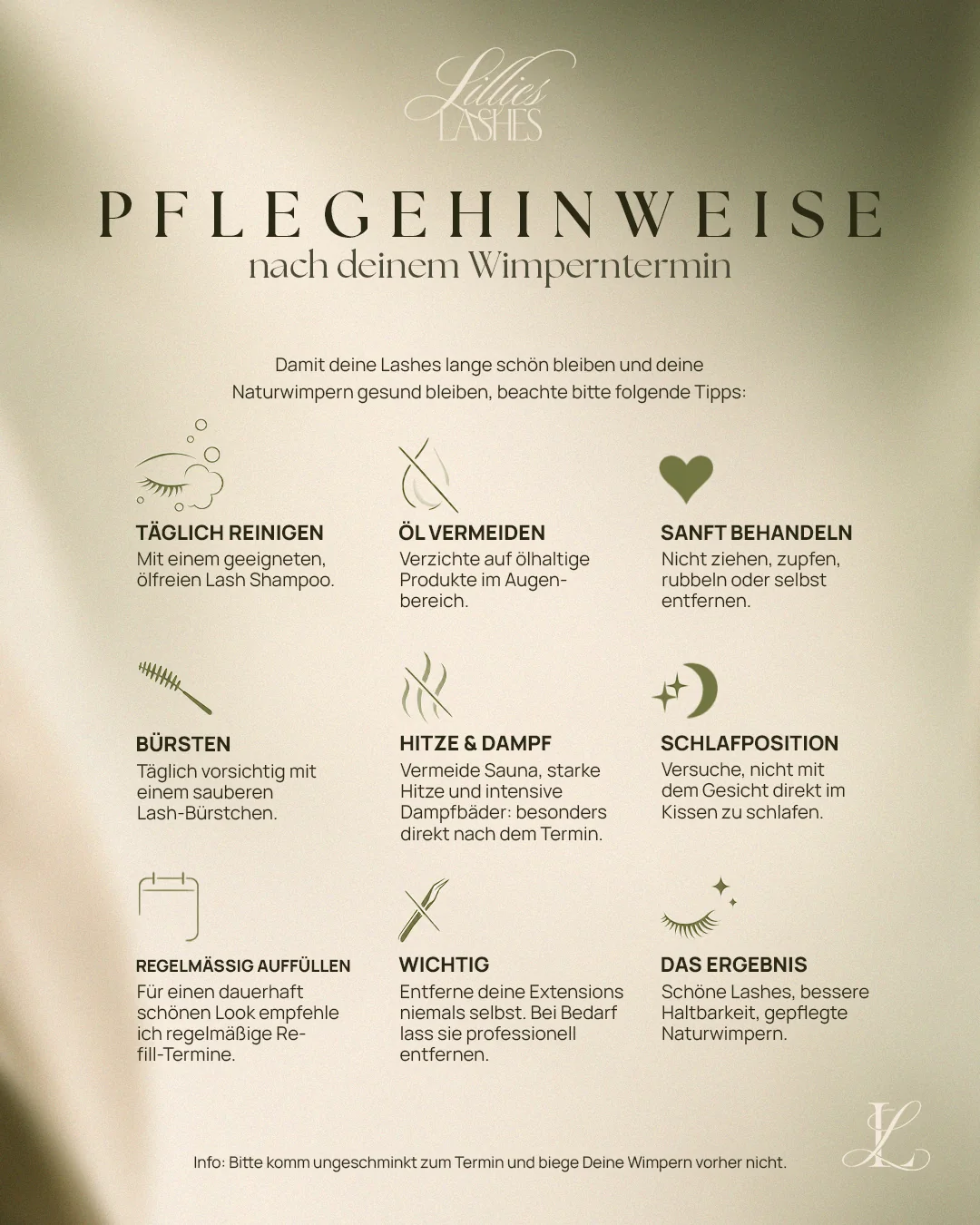 Pflegehinweise Lillies Lashes